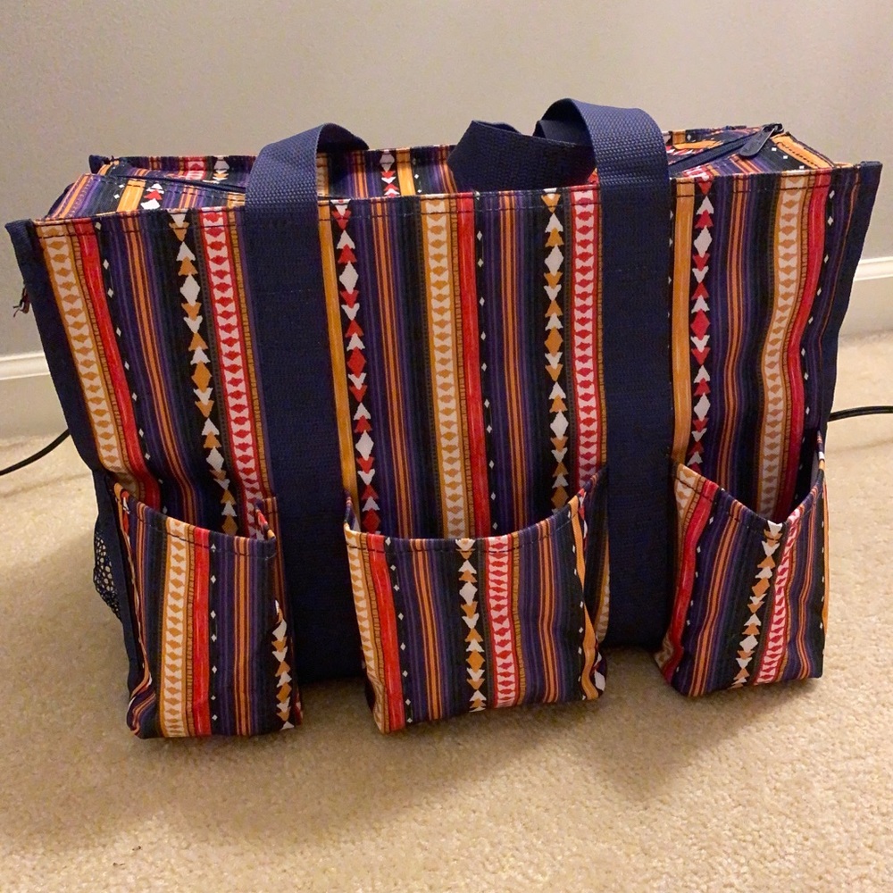 Thirty-one Southwest Stripe Zip-Top Utility Tote